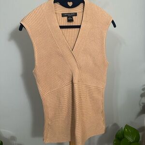 August Silk Ribbed Knit Sleeveless Top in Beige